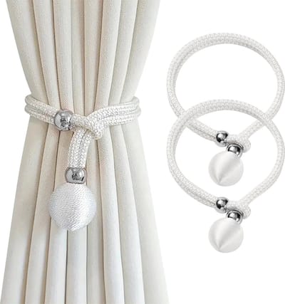 YONO Gordijnhouder - Gordijn Embrasse Modern - Gordijnbinder Touw - 2 Stuks - Wit