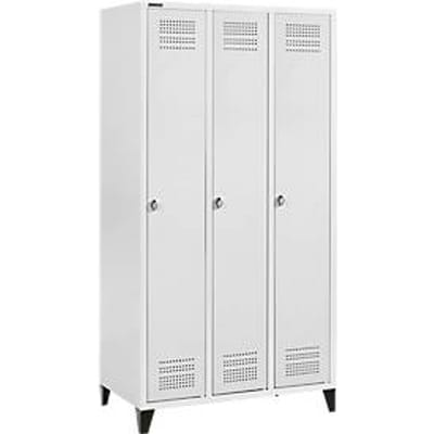 Schäfer Shop Genius Kledinglocker met poten, 3 compartimenten, draaigrendelslot, lichtgrijs/lichtgrijs