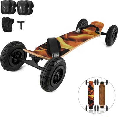 Longboard - Mountain Board - Skateboard met Grootte Wielen - Langeafstanden Skateboard - Vuur Patroon