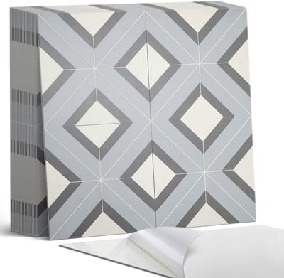 Coloray Plaktegels - Geometrie in pastels Zelfklevende Tegels - 20 cm x 20 cm - Grijs Plaktegels - 20 stuks - Vierkant PVC Tegels - Plaktegels Badkamer - Plaktegels Vloer - Vinyltegels Vloer Zelfklevend - Wandtegel Zelfklevend