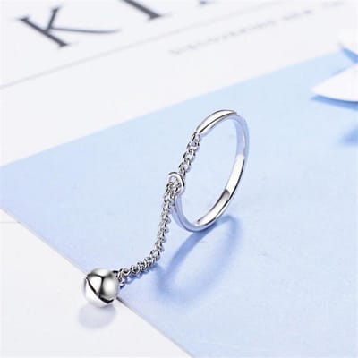 Bague ouverte en argent sterling 925 avec cloches creuses créatives, nouvelle mode, bijoux sauvages à longs pompons, personnalité, cadeau pour femmes, R209 white