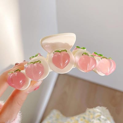 Nieuwe Roze Perzik Haarklem Vintage Schattige Strik Haarklemmen Haai Beer Hart Haarklem Voor Vrouwen Feest Hoofdaccessoires beige
