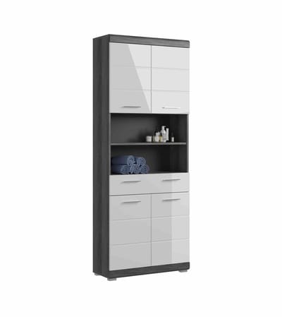 Scout hoge kast breed wit hoogglans MDF TZ rook zilver NB - 31x74x191cm