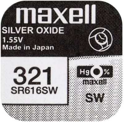 MAXELL 321 / SR616SW zilveroxide knoopcel horlogebatterij 2 (twee) stuks