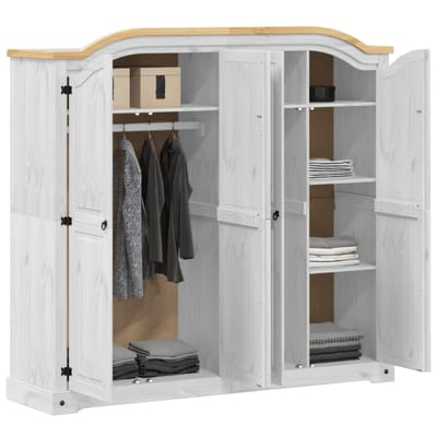 vidaXL - Kledingkast - Corona - wit - 194x52x186 - cm - massief - grenenhout