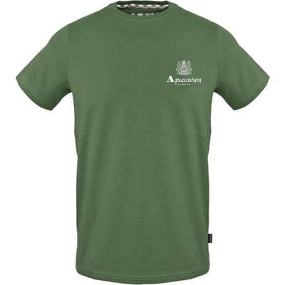 Aquascutum Heren T-shirt met opdruk (Militair Groen)