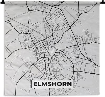 Wandkleed - Wanddoek - Plattegrond - Kaart - Stadskaart - Elmshorn - 180x180 cm - Wandtapijt