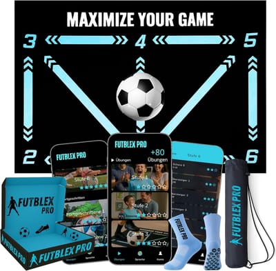 Voetbal Trainingsmat - Balcontrole Mat - Voetbalvaardigheden Verbeteren - Interactieve Trainingsapp - 25x24 cm - Zwart