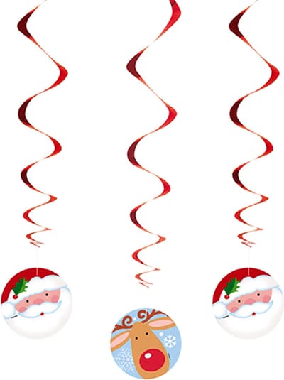UNIQUE - 3 kerst hangdecoraties kerstman en rendier - Decoratie > Slingers en hangdecoraties