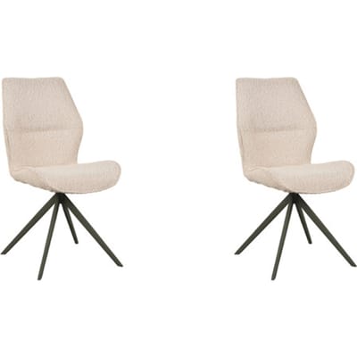 LABEL51 Comfy Eetkamerstoel - Naturel - Stof - Zwart Metaal - Stoel - Normale eetkamerstoel