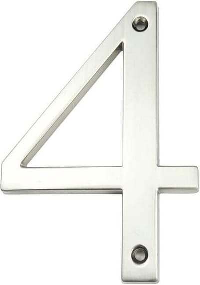 Huisnummer Zilver 10 cm nr. 4 - Chrome Huisnummer - Klassiek huisnummer 100 mm