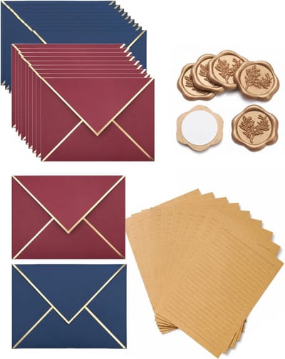 Enveloppen met gouden rand - Uitnodigingen kaarten - Feestelijke post versturen - Goudkleurige rand - 135 x 185 mm