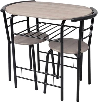 Bartafel met stoelen - Eetgroep set - Ontbijten aan huis - Ruimtebesparend ontwerp - 80 x 53 cm - Zwart