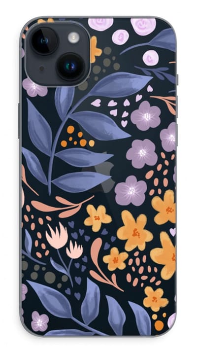 Case Company® - Hoesje geschikt voor iPhone 14 Plus hoesje - Flowers with blue leaves - Soft Cover Telefoonhoesje - Bescherming aan alle Kanten en Schermrand