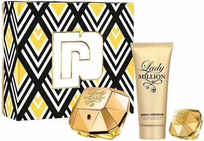 Paco Rabanne Lady Million Eau De Parfum Spray 80ml Set 3 Pieces Body Lotion 100ml & Travel EDP 5ml