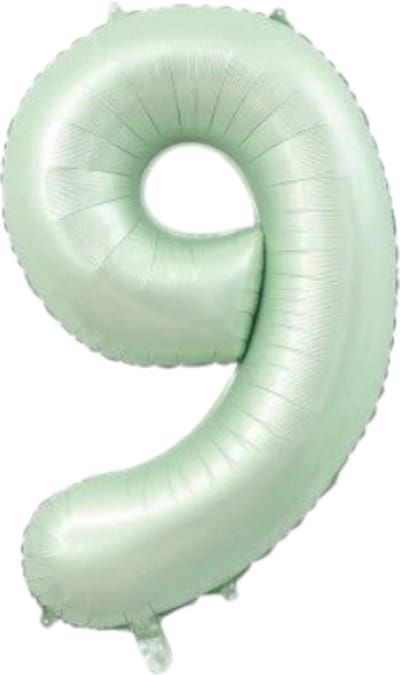 Folieballon cijfer 9 - mintgroen - 80cm