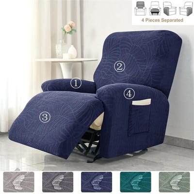 1/2/3-zits Relaxbankhoezen Bladeren Jacquard Bankhoezen Elastisch Waterafstotend Fauteuilhoezen voor Woonkamer Hotel gray