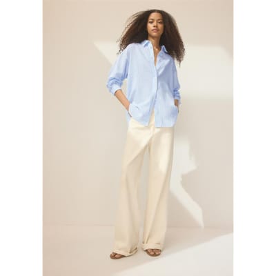 Stradivarius Overhemd met linnenlook  Hemelsblauw XS
