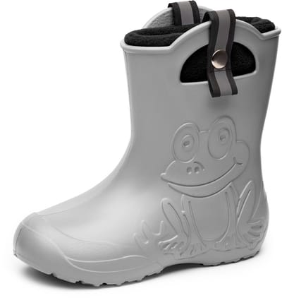 Ladeheid Kinder Regenlaarzen – Lichtgewicht Rubberen – Laarzen – Thermovoering – Meisjes – Jongens – Antislip – Regenlaarzen – Kinder – Grijs – 30/31 - LA-CA-Frog245
