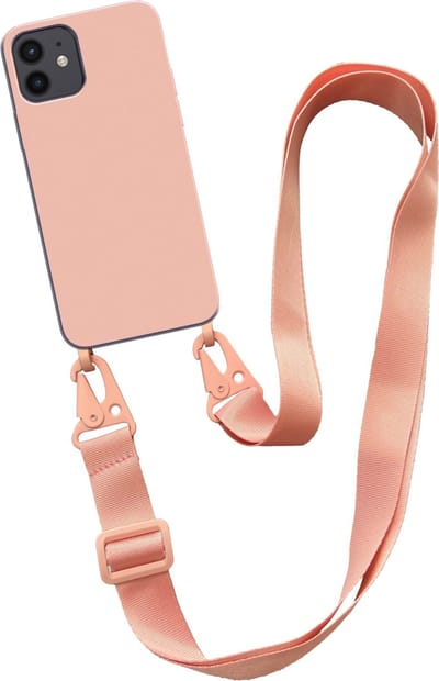 Smartphonica Hoesje met breed koord voor iPhone 12/12 Pro siliconen back cover met zachte binnenkant - Zalm geschikt voor iPhone 12;iPhone 12 Pro