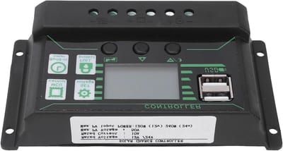 Solar Laadregelaar - Energiebeheer - Batterij Opladen - Dubbele USB Poorten - 12V 24V - Zwart