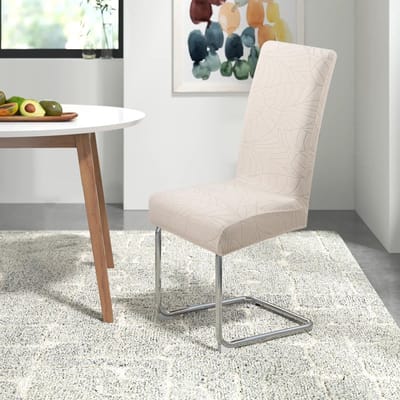 Stretch stoelhoezen, set van 4, universeel, jacquard, bladeren, elastische hoezen voor stoelen, afneembaar, wasbare stoelhoezen voor schommelstoel, hotel, banket, keuken, huis, bruiloft, feest