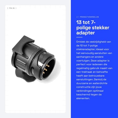 Dailygoods - 13 tot 7-polige stekker adapter - Aanhangeraansluiting - Duurzaam en waterdicht - 12 V trekhaak - Bescherming vrouwelijke aansluitingen -...