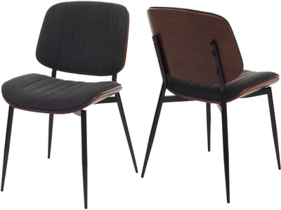 Set van 2 eetkamerstoelen MCW-O44, keukenstoel, gebogen hout, stof (370 g/m²) Öko-Tex MVG ~ walnootlook, donkergrijs