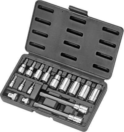 XZN Driepuntige Spline Bit Set Kort en Extra Lang met Adapters