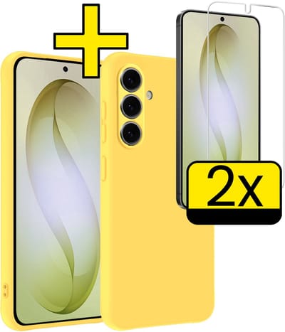 Hoesje - Met 2x Screenprotector - Geschikt voor Samsung Galaxy S26 - Sterk & Shockproof - Back Cover - Siliconen Case - Telefoon Hoes - Telefoonhoesjes - Geel