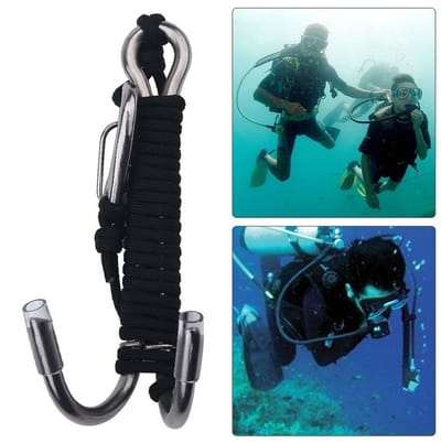 Duurzame Duik Dubbele Haak - Scuba Reef Haak - Veiligheidsuitrusting - Zwart - Onderwaterfotografie - Geschikt voor Duikers - Dubbele...