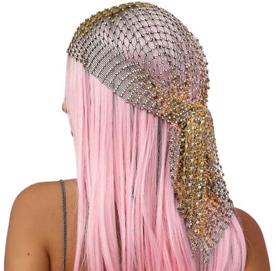 longziming -Dames Strass Hoofdband - Glitterende Haarband - Mesh Hoofddoek - Elastische Pasvorm - Lichtgewicht Comfort - Mesh Met Strass - Opvallend Design - Veelzijdig Draagbaar - 1 Stuk
