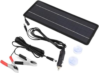 Zonnepaneel Oplader - Druppellader Batterij - Accu Onderhoud - Monokristallijn Paneel - 31.8 x 12.2 cm - Zwart