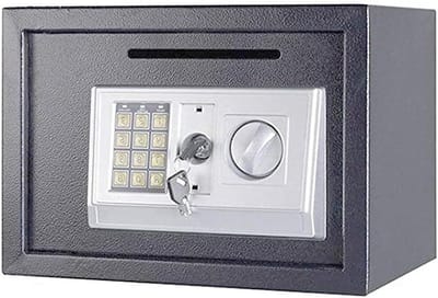 Kluis met LCD - Veiligheidsbox Documenten - Thuis Kantoor Opslag - Digitale Code & Sleutel - 16 Liter Inhoud - Grijs