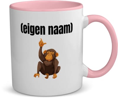 Akyol - aap met eigen naam koffiemok - theemok - roze - Aap - apen liefhebbers - leuk cadeau voor iemand die houdt van apen - cadeau - kado - 350 ML inhoud