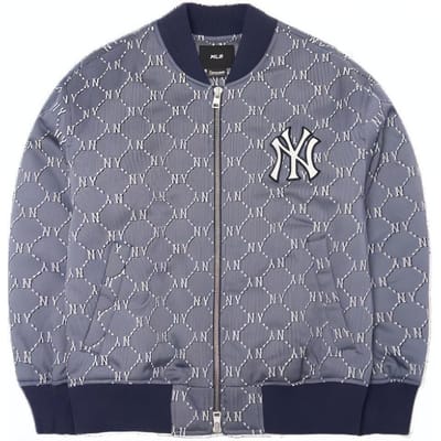 MLB Logo Print Rits Baseballjack Herenjassen Donkerblauw 3AJPM0121-50NYL S gray