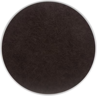 Kade 171 placemats rond 6 stuks 38 cm - lederlook donkerbruin