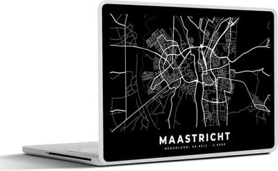 Laptop sticker - 12.3 inch - Kaart - Maastricht - Zwart - 30x22cm - Laptopstickers - Laptop skin - Cover