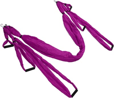 Yoga Hangmat Set - Luchtyoga Swing - Flexibiliteit Fitness - Verstelbare Lengte - Polyester Katoen - Paars