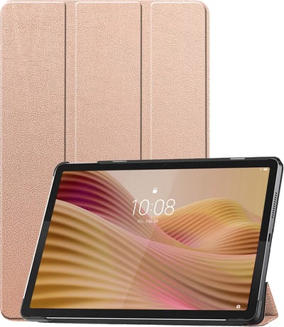 Hoesje - Geschikt voor Lenovo Tab 10.1 inch - Dun & Stevig - Trifold Bookcase - Hard Cover - Hardcover Book Case - Tablet Hoes - Rosé goud