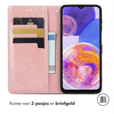 imoshion Hoesje - Geschikt voor Samsung Galaxy A23 (5G) - Mandala Bookcase - Rosé Goud
