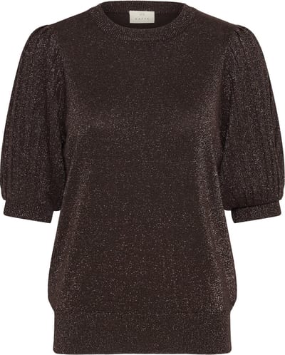 Kaffe KAregina Pleat Pullover Dames Trui - Coffee Bean