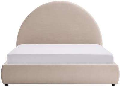 Vente-unique Bed met opbergruimte fluweel beige 180 x 200 cm (Super King Size Bed)