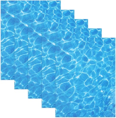 Vijf vellen zelfklevende watertextuurstickers voor modelbouw en diorama's, ideaal voor het creëren van realistische wateroppervlakken en landschappen