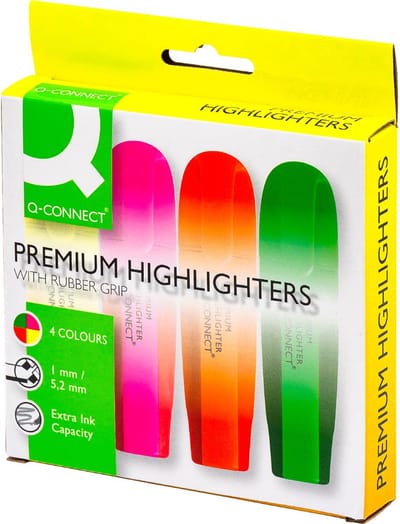 Q-CONNECT Premium markeerstift, geassorteerde kleuren, pak van 4 stuks 6 stuks