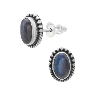 WeLoveSilver - zilveren oorstekers - labradoriet - 8 mm