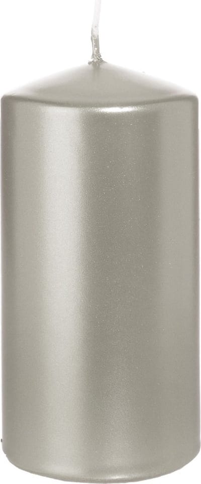 Trend Candles Cilinderkaars/stompkaars - zilver - 6 x 12 cm - 40 branduren - horeca kaarsen