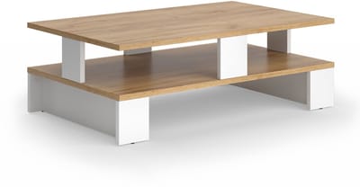 Vicco Belina Salontafel – 80 x 50 cm met twee niveaus Eik goud/wit