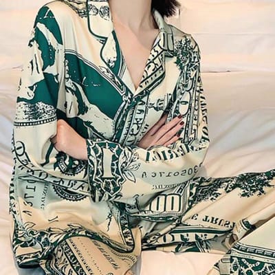 2 Stuks/set Lente en Herfst Nieuwe Dames Pyjama's Huiskleding Europa en De Verenigde Staten Wind Casual Kleding Dragen Comfortabel Studenten Gi M groen