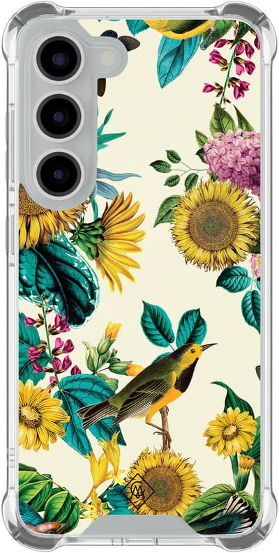 Casimoda® hoesje - Geschikt voor Samsung Galaxy S23 - Zonnebloemen / Bloemen - Shockproof case - Extra sterk - TPU/polycarbonaat - Multi, Transparant